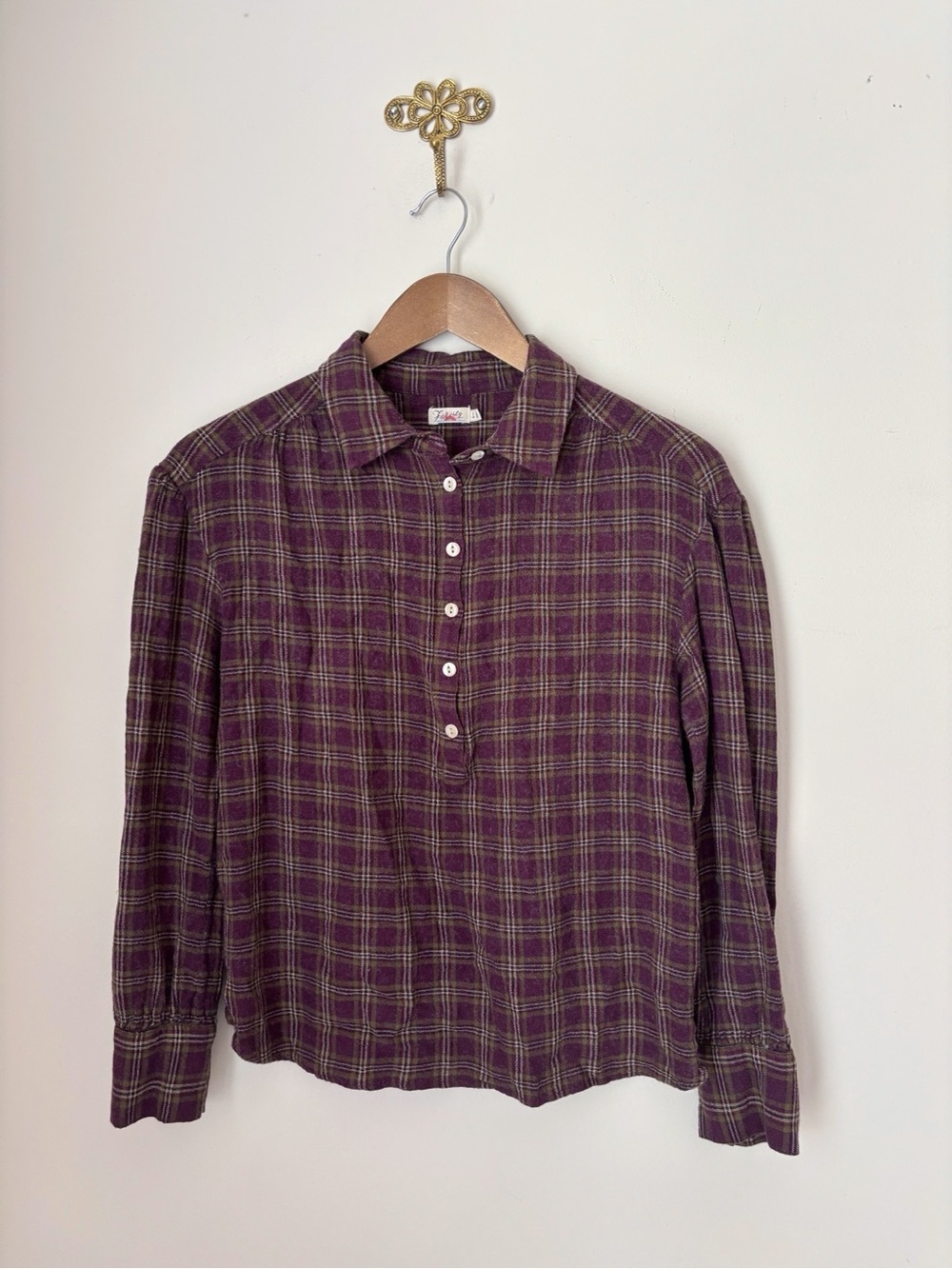 Faherty Mulberry Plaid Check Popover Olli Shirt Small